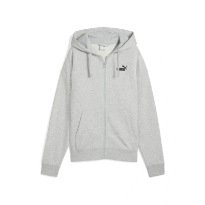 Abbildung von Puma ESS Small No. 1 Logo Comfort Hoodie Mit durchgehendem Reißverschluss Damen Plain Light Gray Heather Größe: L