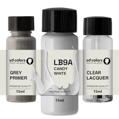 Abbildung von SD COLORS Candy White LB9A Ausbesserungslack, 15 ML, Reparatur Pinsel, Farbcode (Farbe + Grundierung Lack)