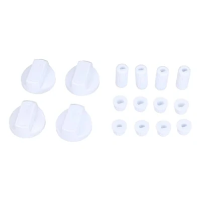 Abbildung von Europart Knebelset Drehknopf Knebel Set 38mmØ weiß mit Adaptern Universal für Kochfeld alle Marken 16 teilig