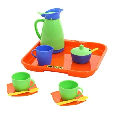 Abbildung von WADER QUALITY TOYS Spielgeschirr Tee Kaffee Service 11 tlg Tablett Tassen, (Set)
