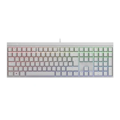 Abbildung von CHERRY MX429542 2.0S, mechanische Gaming Tastatur mit RGB Beleuchtung, Deutsches Layout (QWERTZ), kabelgebunden, Designed in Germany, Original MX Black Switches, weiß