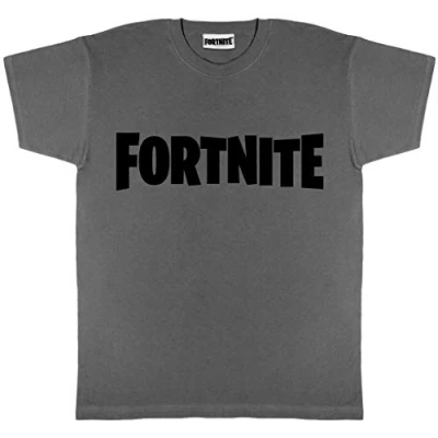 Abbildung von Fortnite Textlogo. T Shirt, Adultes, S 5XL, Holzkohle, Offizielle Handelsware