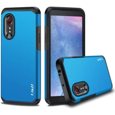 Abbildung von J&amp;D Handyhülle Kompatibel für Samsung Galaxy Xcover 5 Hülle, Heavy Duty Doppelschicht Hybrid Robustes Stoßfest Schutzhülle 5, Blau