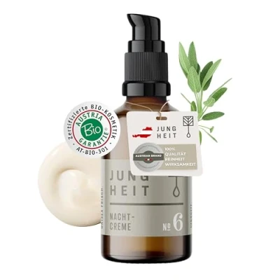 Abbildung von JUNGHEIT Nachtcreme Zink mit 2 komplexen Hyaluronsäuren 30ml Anti Aging Creme Kräuterextrakten hochdosierte BIO Gesichtscreme zertifizierte Skincare vegane Gesichtspflege Naturkosmetik