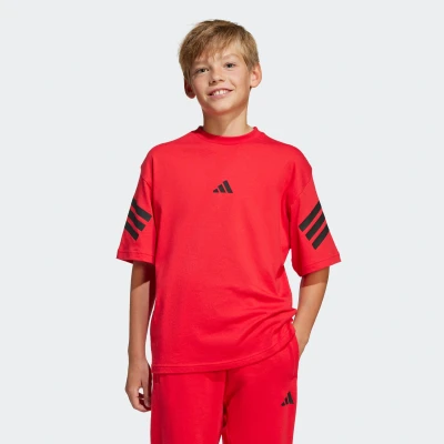 Abbildung von adidas Performance Future Icons 3 Stripes Junior Unisex Tshirt print für Kinder, Größe: 140, Pure ruby/black