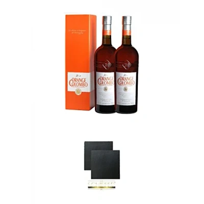 Abbildung von Orange Colombo Rosewein in GP 2 x 0,75 Liter + Schiefer Glasuntersetzer eckig ca. 9,5 cm Ø Stück