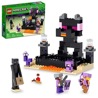 Abbildung von LEGO Minecraft The End Arena 21242, Player vs Schlacht Playset mit Lava, Ender Dragon and Enderman Figures, Action Toys für Kinder 8 Plus Jahre alt
