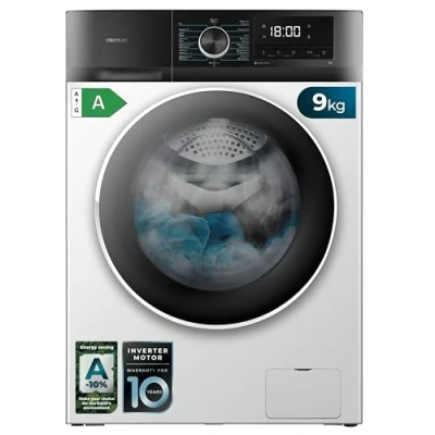 Abbildung von Cecotec Lavadora 9 Kg Carga Frontal Bolero Dresscode 9500 Inverter A. 1900 W, 1400 rpm, Motor Plus, Bajo Consumo, 16 Programas, SteamMax, Delay Start, Weiss