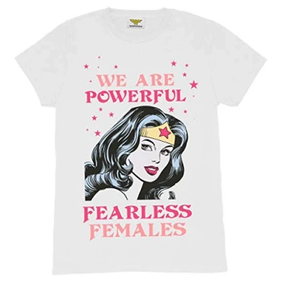 Abbildung von DC Comics Wonder Woman Frau furchtlos T Shirt, Adultes, 104 182, Frauen Freund fit Wunderfrau, Offizielle Handelsware