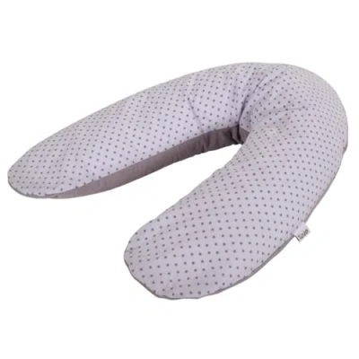 Abbildung von Tinéo Schwangerschaftskissen, Stillkissen, multifunktional, 2 in 1, Entlastung, Abnehmbarer Bezug, 78 x 44 cm (Frottee Grau/Sterne)
