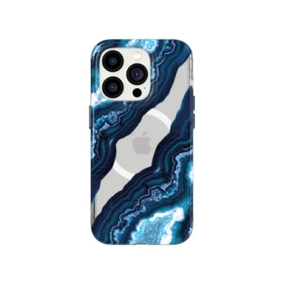 Abbildung von Tech 21 iPhone 14 Pro Evo Art kompatibel mit MagSafe Schutzhülle exklusivem Kunstwerk, Kratzfestigkeit &amp; 3,6 m Multi Drop Schutz, blau/weiß, T21 9925