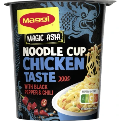 Abbildung von MAGGI Magic Asia Noodle Cup Chicken, Instant Nudeln, asiatisches Fertiggericht, Hühnchen Geschmack, mit Gemüse verfeinert, 1er Pack (1x63g)