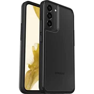 Abbildung von LifeProof SEE Hülle für Samsung Galaxy S22+, stoßfest, Sturzschutz bis 2 Meter, ultraschlank, schützende transparente Hülle, Nachhaltig hergestellt, Transparent/Schwarz