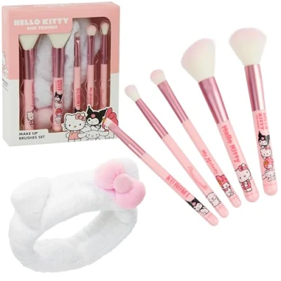 Abbildung von Hello Kitty Make up Pinsel Set, 5 Schminkpinsel inklusive flauschigem Stirnband