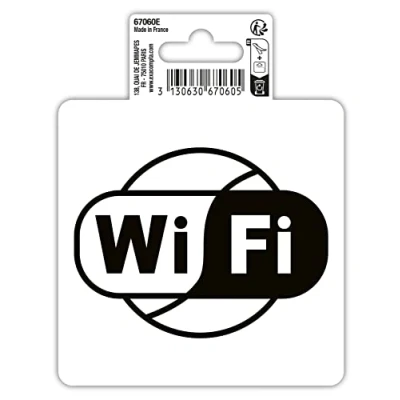 Abbildung von Exacompta 67060E Free Wifi Klebeschild 10x10cm Schwarz Weiß aus UV beständigem PVC Hinweisschild Schilder Warnhinweis Sticker Aufkleber Türschild