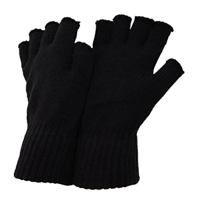 Abbildung von Floso® Herren Winter Halbfinger Handschuhe (Einheitsgröße) (Schwarz)