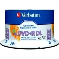Abbildung von Verbatim DVD Rohling 50 Rohlinge DVD+R DL full printable Life Series 8,5GB 8x Spindel