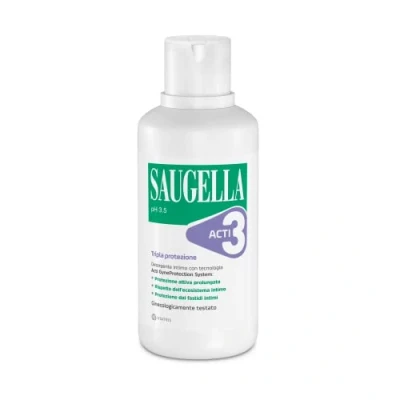 Abbildung von Saugella Acti3 Intimreiniger dreifach Schutz mit Thymian und Zinkextrakt Schutzwirkung gegen Beschwerden der Intimität 500 ml