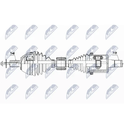 Abbildung von NTY NPW VV 115 Antriebswelle Vorderachse links 528 Automatikgetriebe VOLVO: S60 II, V60 I, V70 3