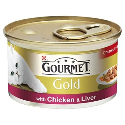 Abbildung von Gourmet Gold Chicken &amp; Liver in Gravy (85g) Packung mit 6