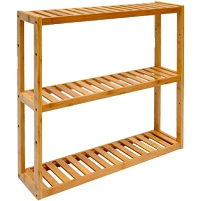 Abbildung von DuneDesign Bambus Wandregal 15cm schmal 60x54 Natur Bad Küche Holz Regal Badregal Küchenregal