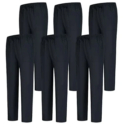 Abbildung von MISEMIYA Pack 6 Pcs Arbeitshosen Unisex ELASTISCHE Taille UNIFORM KLINIK Krankenhaus Reinigung TIERARZT Gesundheit GASTGEWERBE Large, Schwarz 68