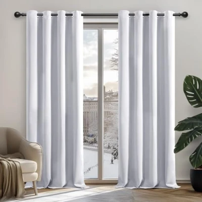 Abbildung von Deconovo Blickdichte Gardinen mit Kälteschutz Schlafzimmer Verdunkelungsvorhänge Kälteschutzvorhang, 242x132 cm(HöhexBreite), Silber Grau, 2er Set