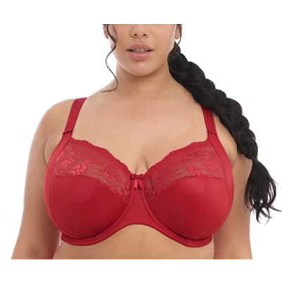 Abbildung von ELOMI Damen Morgan Bügel Stretch Spitze BH mit voller Abdeckung, Blickdicht, Rot (Haute Red), 85G