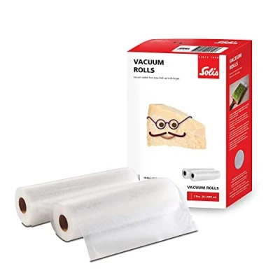 Abbildung von SOLIS OF SWITZERLAND Vakuumier Folienrollen 2er Set, 922.51, Zubehör für Vakuumierer, BPA frei, Dicke 110 µm, 600 x 20 cm