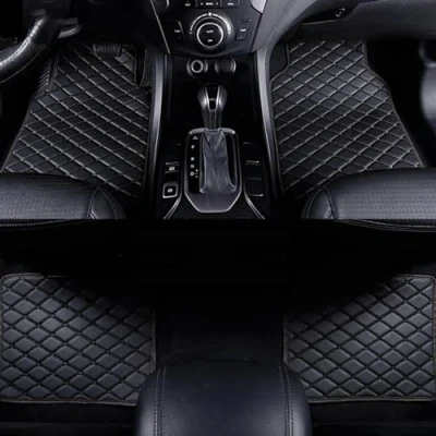 Abbildung von Customize Auto Fußmatten für BMW 5 Series 5er Touring G31 2017 2018 2019 2020 2021 2022 2023+, Premium Leder Allwetter Vorn Hinten Wasserdicht Anti Rutsch Schmutzmatte, Black