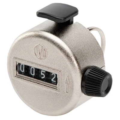 Abbildung von neoLab Stahl Verzinkt Hand Stückzähler mit Ring, Silber, Stückzählung bis 0 9999, 47mm Durchmesser