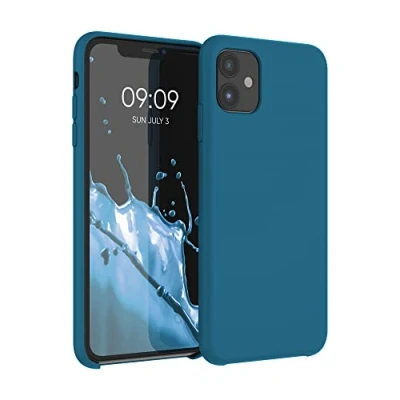 Abbildung von kwmobile Hülle kompatibel mit Apple iPhone 11 gummierte TPU Silikon Handyhülle Schutzhülle für kabelloses Laden Case in Petrol matt