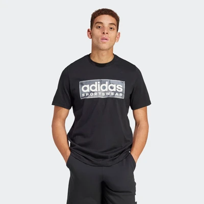 Abbildung von adidas Herren Camo Linear Graphic Tee T Shirt, Black/Grey, M