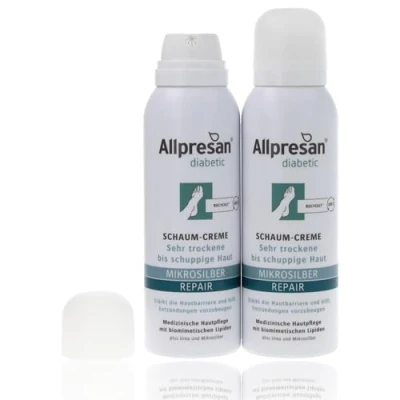 Abbildung von Allpresan diabetic Mikrosilber + REPAIR Fußschaum mit für sehr trockene bis schuppige Haut bei Diabetes mellitus 125 ml (2er Pack)