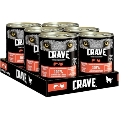 Abbildung von Crave Adult Hundenassfutter Pastete mit Lachs &amp; Truthahn, 6 Dosen, 6x400g Premium Hundefutter nass hohem Proteingehalt und ohne Getreide, hergestellt 100 Prozent natürlichem Truthahn