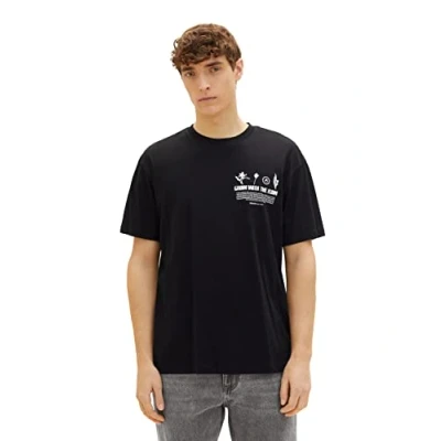 Abbildung von TOM Tailor Denim MIT Print Tshirt print, Herren, Größe: Medium, Black
