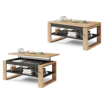 Abbildung von All4All Couchtisch Nico Kaffeetisch Wohnzimmertisch Laptoptisch Sofatisch ausziehbar ausklappbar 100x60cm 05 Artisan Eiche + Anthrazit