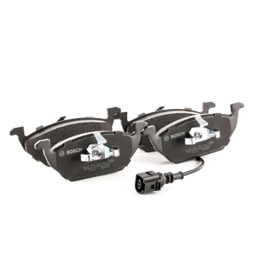 Abbildung von BOSCH 0 986 494 524 Bremsbelagsatz Low Metallic mit integriertem Verschleißsensor Kolbenclip VOLKSWAGEN: Golf 5 Schrägheck, Caddy 3 Kombi