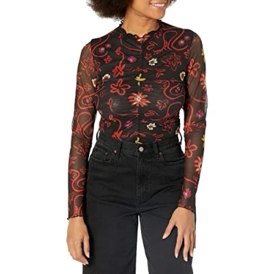 Abbildung von Desigual Damen Body_lettering 2000 Blouse, Schwarz, M EU