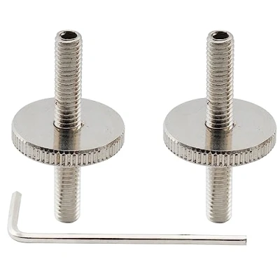 Abbildung von Musiclily Pro Metrische M4 ABR 1 Tune O Matic Brücke Bolzen und Thumbwheel Set für Epiphone Les Paul Style E Gitarre, Nickel (2er Set)