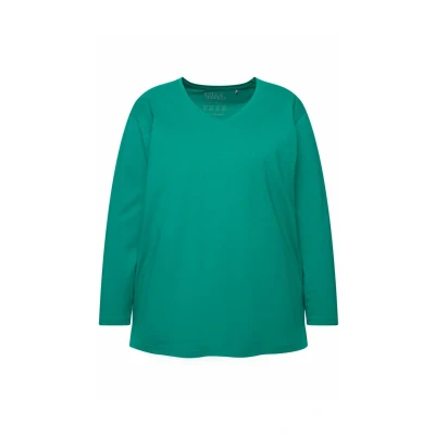 Abbildung von Ulla Popken Rundhalsshirt Shirt V Ausschnitt Relaxed Langarm