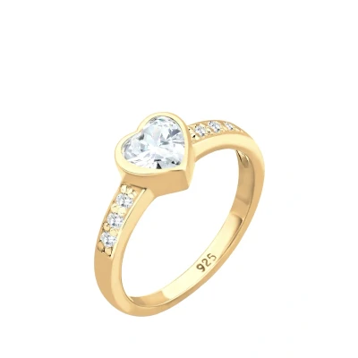 Abbildung von Elli Classic Heart Ring goldcoloured, Damen, Größe: 54, Gold coloured