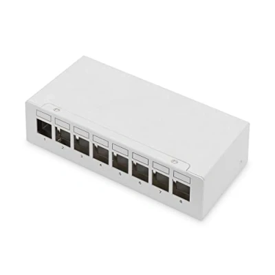 Abbildung von DIGITUS Desktop Modular Patch Panel, geschirmt, 8 Port, Lichtgrau