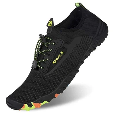 Abbildung von IceUnicorn Strandschuhe Badeschuhe Damen Herren Schwimmschuhe Aquaschuhe Sommer Schnell Trocknend Surfschuhe(ZB244 Schwarz,39EU)