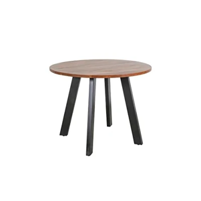 Abbildung von byLIVING Esstisch Tara/runde Tischplatte Akazie Natur/Gestell Metall schwarz/Küchentisch für bis zu 4 Personen/D 100 cm, H 76 cm