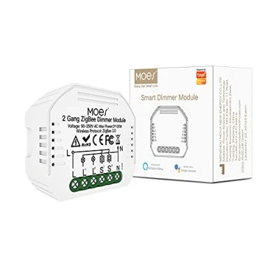 Abbildung von MOES ZigBee Mini Smart Alexa Dimmer Lichtschalter 2 Gang Relais Modul, Funk Schalter LED Kompatibel mit Life Tuya Amazon Google Home【Funktioniert nur Hub】