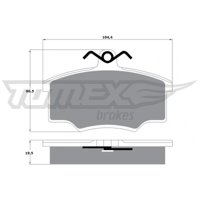 Abbildung von TOMEX brakes TX 10 57 Bremsbelagsatz Vorderachse AUDI: 80 B3, B2, 90 VOLVO: 340 360 Schrägheck