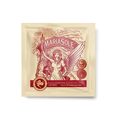 Abbildung von MariaSole Caffè Crema Premium ESE Pads 50 Stück a 7g kompostierbar Kafffeepads mit perfekter Traditionelle Röstung In Sizilien über Holzfeuer Handarbeit