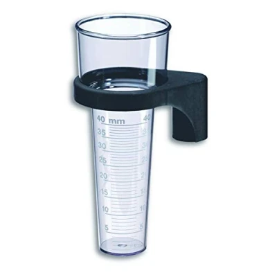 Abbildung von TFA Dostmann Analoger Regenmesser, 47.1006, wetterbeständig, robust, Niederschlagsmesser, transparent, L 82 (86) x B (116) H 202 mm, Schwarz