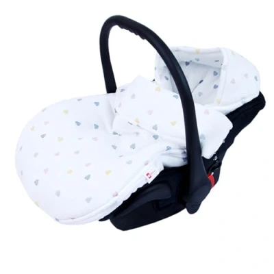 Abbildung von BabyLux Fußsack 90cm für Babyschale, Kinderwagen &amp; Buggy, Minky, ideal Frühling, Sommer Herbst &amp;, warm weich Kinderfußsack (md4 Musselin Bunte Herzen)